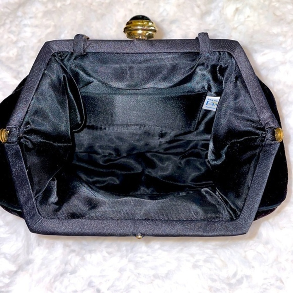 Vanessa Black Velvet Purse with Fabric‎  Cord Strap Vintage - Picture 6 of 7
